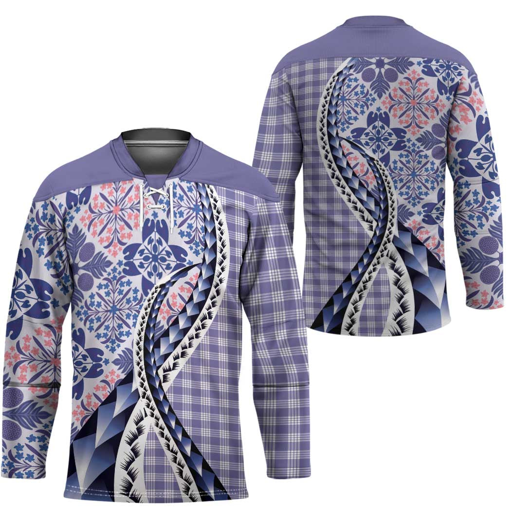 Aloha Vintage Palaka Floral Hawaiian Quilt Hockey Jersey Poni Motif - Polynesian Pride