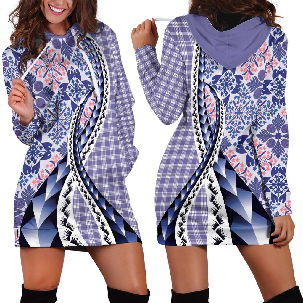 Aloha Vintage Palaka Floral Hawaiian Quilt Hoodie Dress Poni Motif LT9 - Polynesian Pride