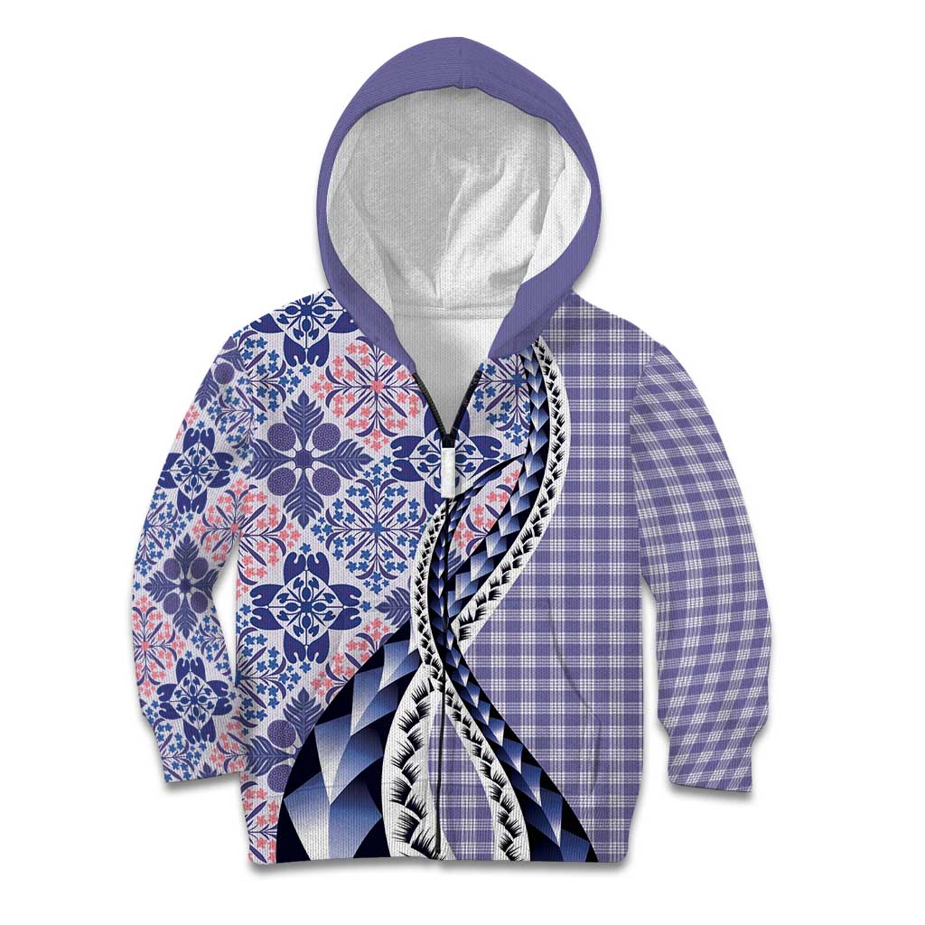 Aloha Vintage Palaka Floral Hawaiian Quilt Kid Hoodie Poni Motif - Polynesian Pride