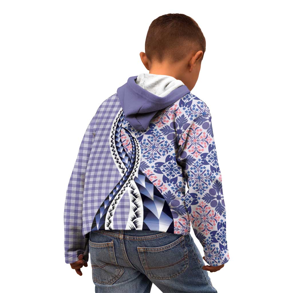 Aloha Vintage Palaka Floral Hawaiian Quilt Kid Hoodie Poni Motif - Polynesian Pride