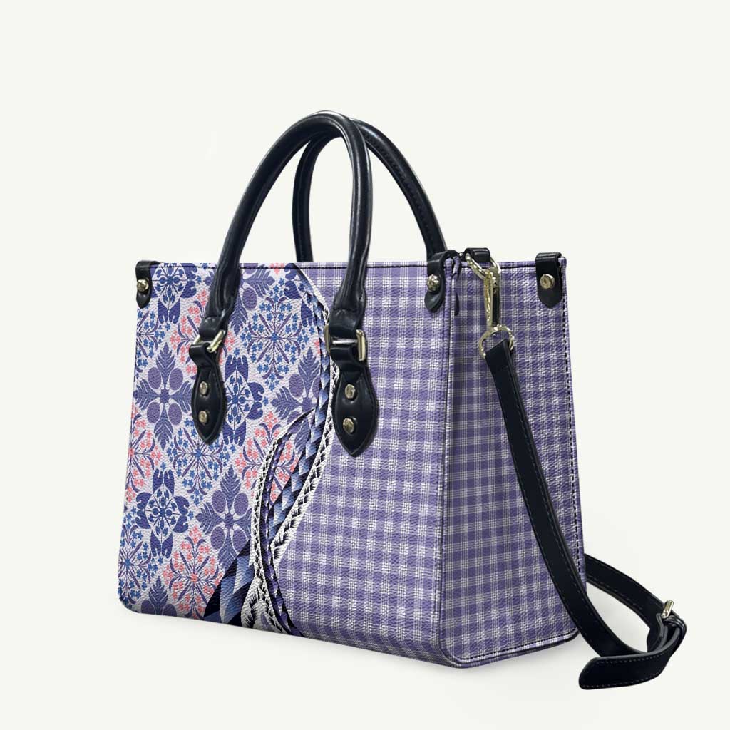 Aloha Vintage Palaka Floral Hawaiian Quilt Leather Bag Poni Motif - Polynesian Pride
