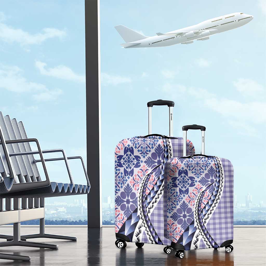 Aloha Vintage Palaka Floral Hawaiian Quilt Luggage Cover Poni Motif - Polynesian Pride