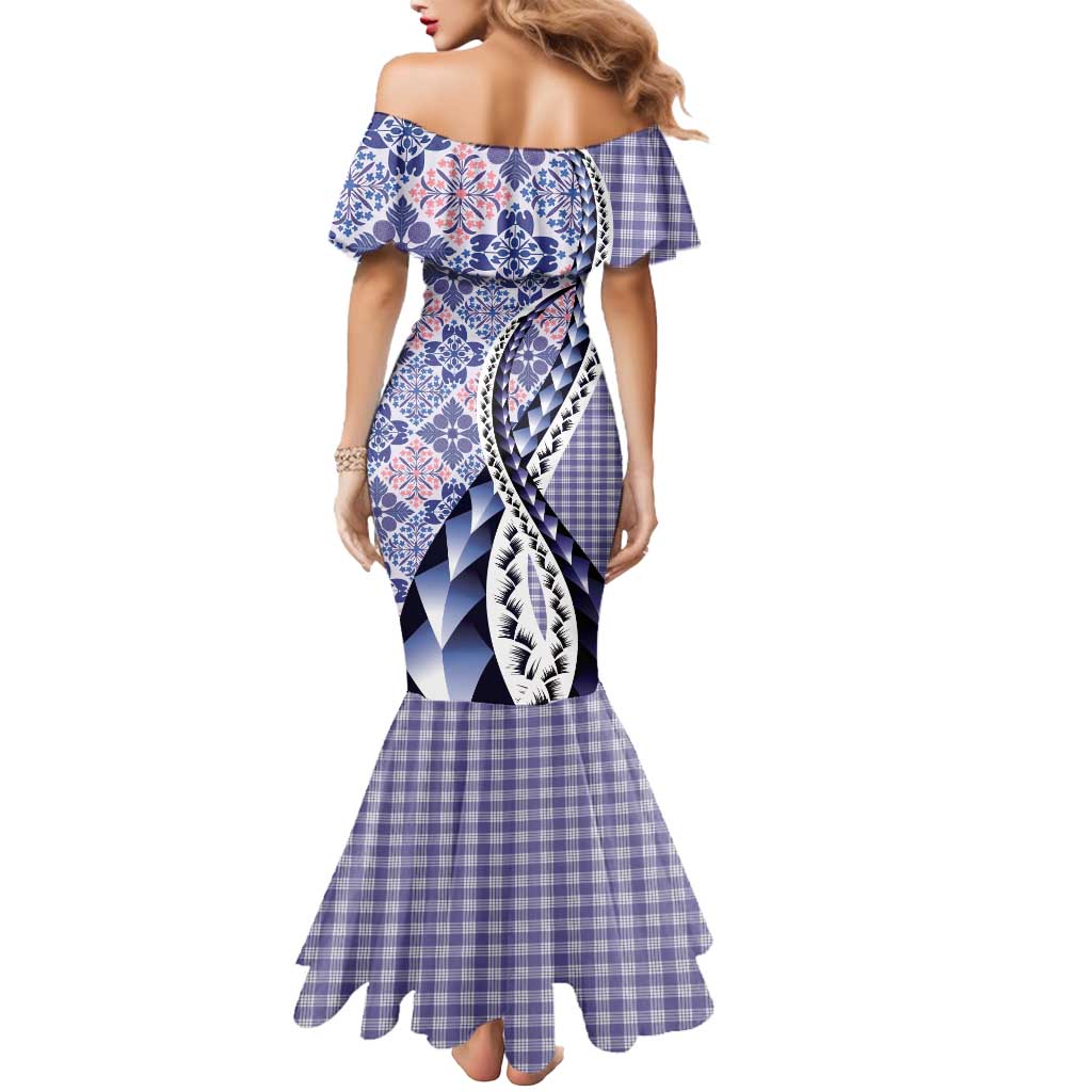 Aloha Vintage Palaka Floral Hawaiian Quilt Mermaid Dress Poni Motif - Polynesian Pride