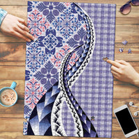 Aloha Vintage Palaka Floral Hawaiian Quilt Puzzle Poni Motif - Polynesian Pride