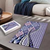 Aloha Vintage Palaka Floral Hawaiian Quilt Puzzle Poni Motif - Polynesian Pride