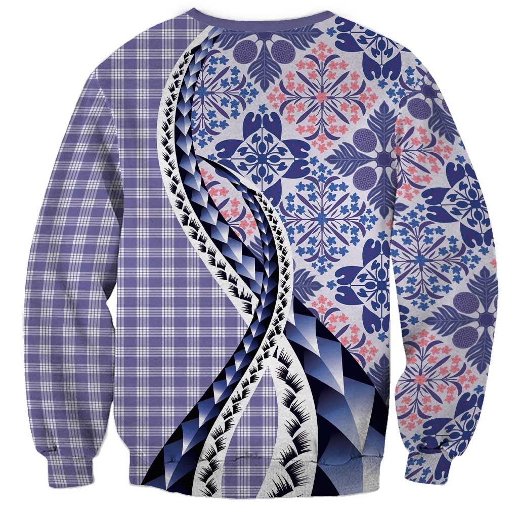 Aloha Vintage Palaka Floral Hawaiian Quilt Sweatshirt Poni Motif LT9 - Polynesian Pride