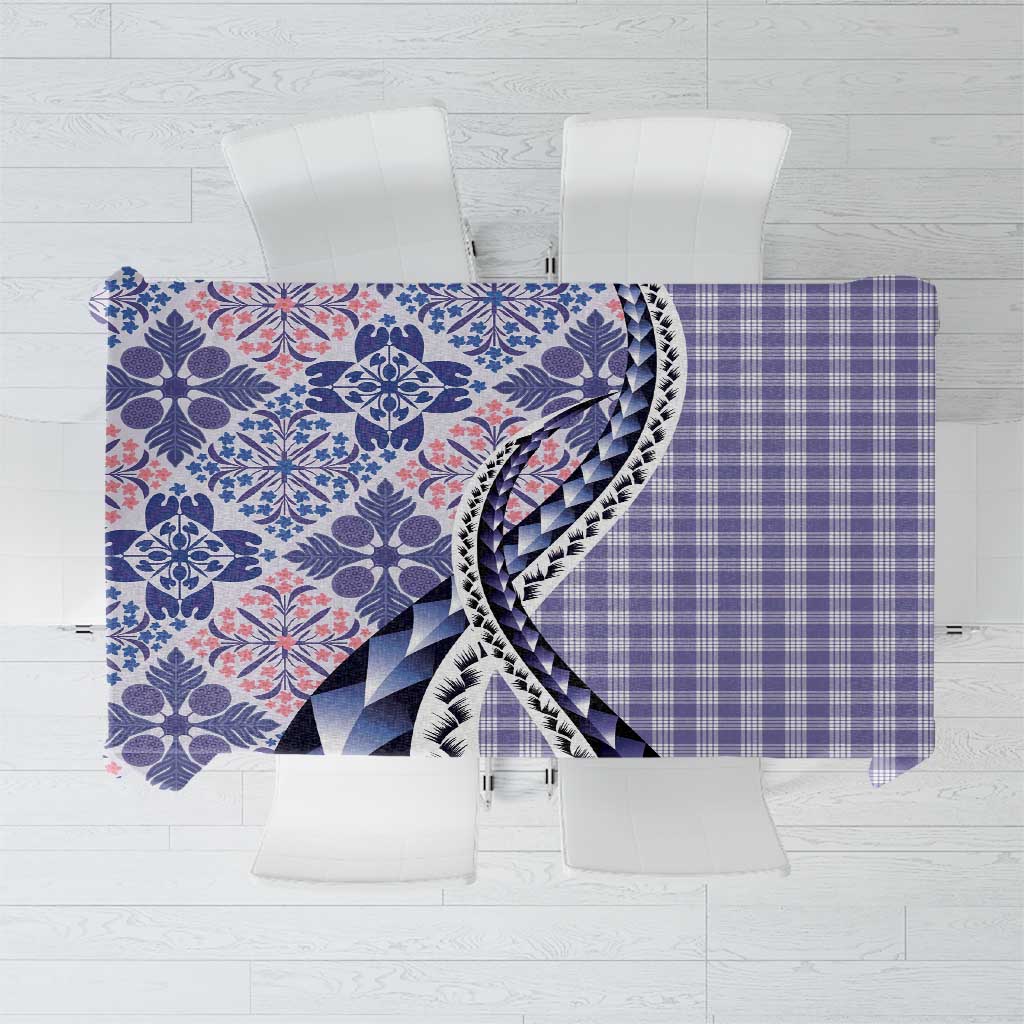Aloha Vintage Palaka Floral Hawaiian Quilt Tablecloth Poni Motif LT9 Purple - Polynesian Pride