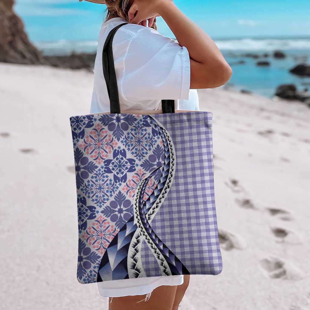 Aloha Vintage Palaka Floral Hawaiian Quilt Tote Bag Poni Motif - Polynesian Pride