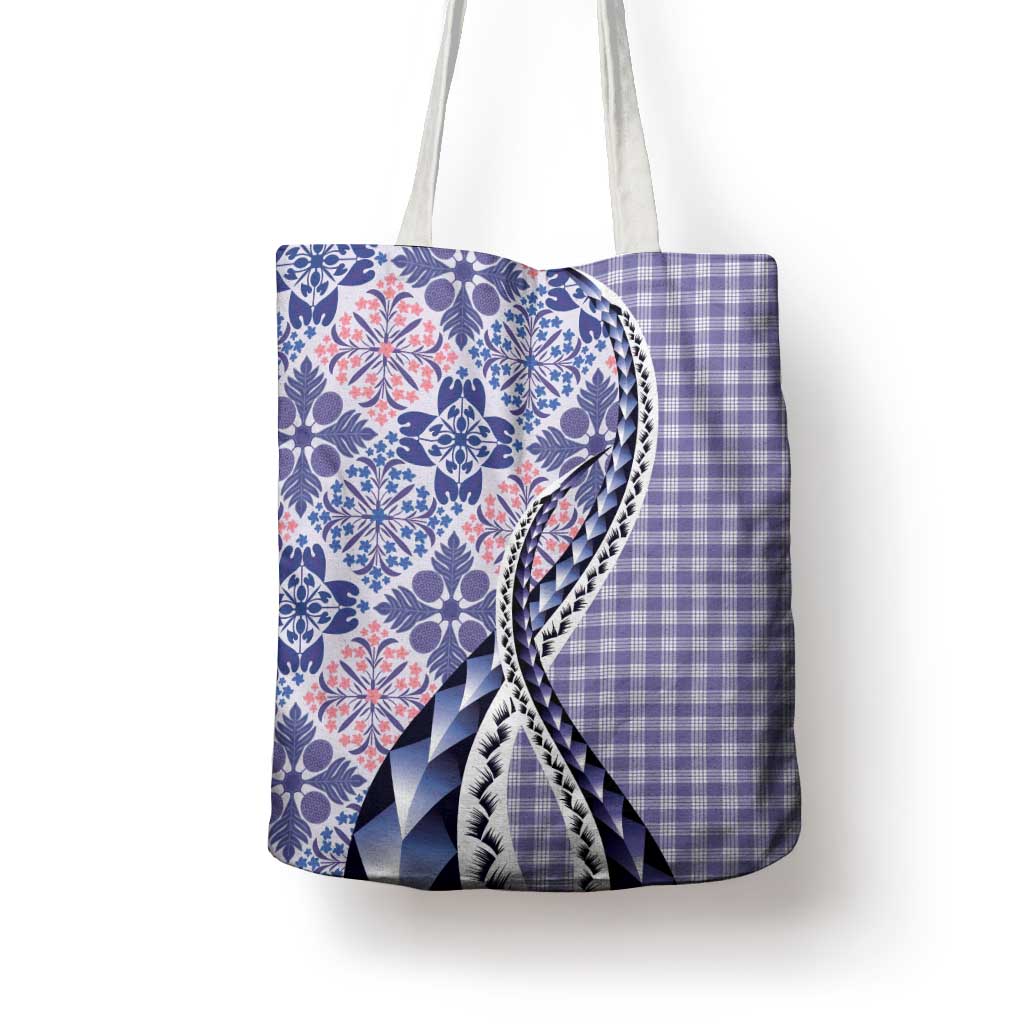 Aloha Vintage Palaka Floral Hawaiian Quilt Tote Bag Poni Motif - Polynesian Pride