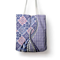 Aloha Vintage Palaka Floral Hawaiian Quilt Tote Bag Poni Motif - Polynesian Pride
