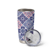 Aloha Vintage Palaka Floral Hawaiian Quilt Tumbler Cup Poni Motif - Polynesian Pride