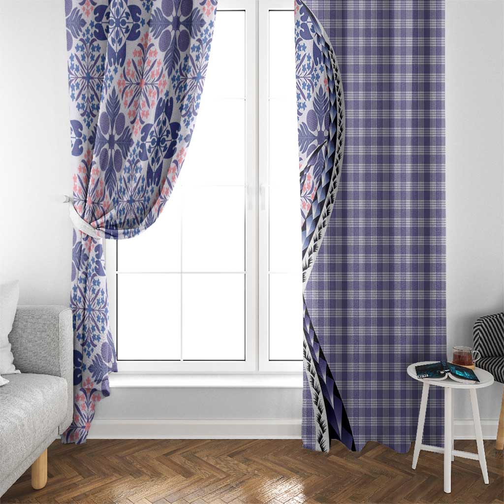 Aloha Vintage Palaka Floral Hawaiian Quilt Window Curtain Poni Motif - Polynesian Pride