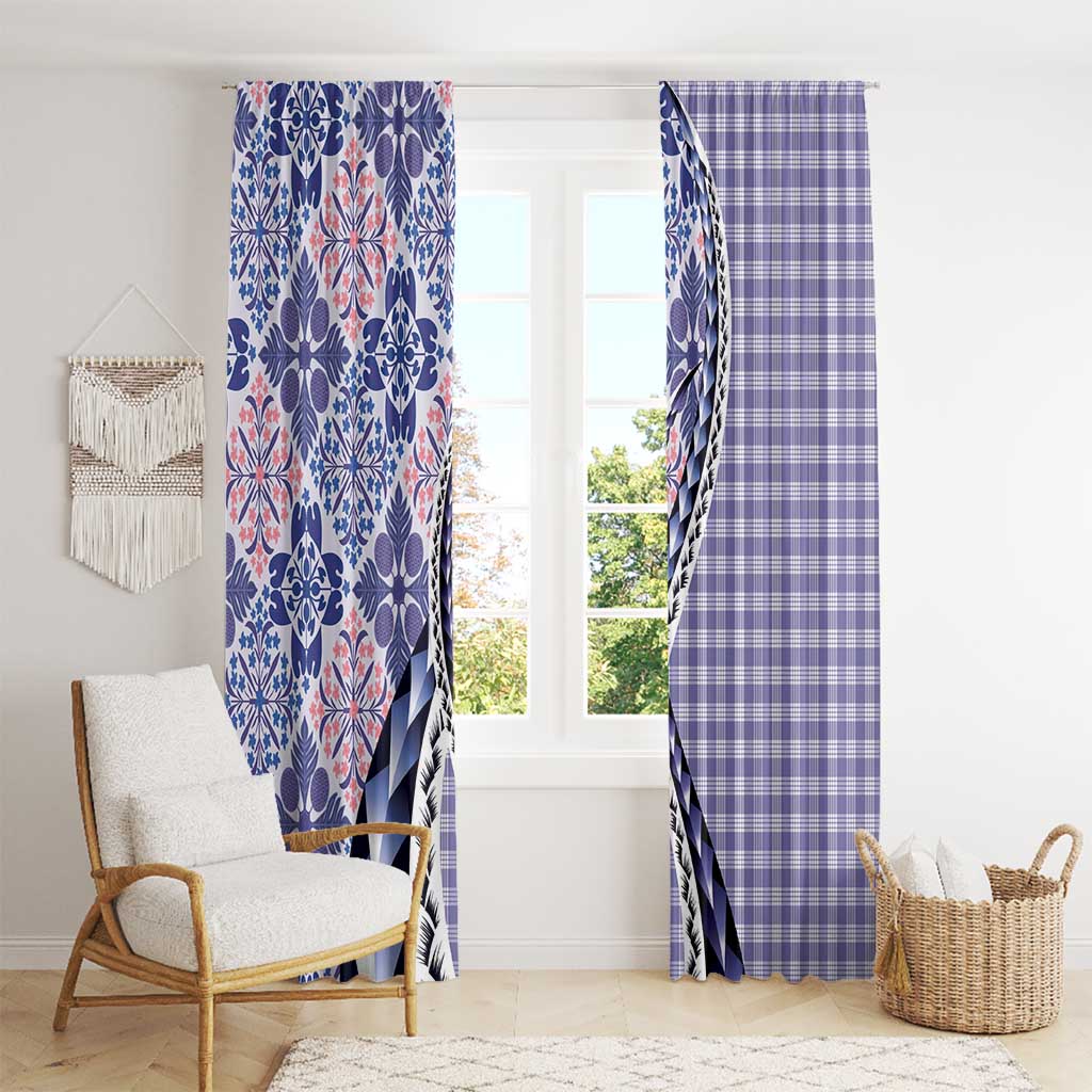 Aloha Vintage Palaka Floral Hawaiian Quilt Window Curtain Poni Motif - Polynesian Pride