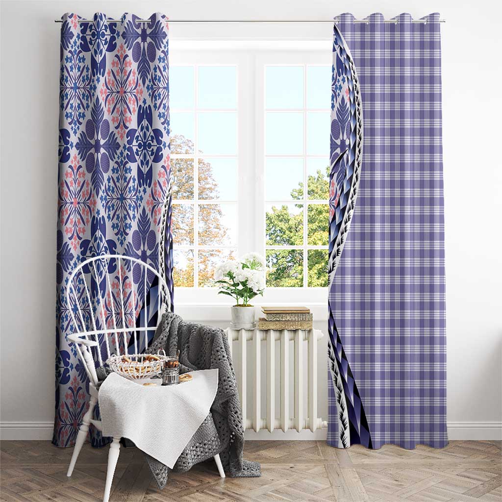 Aloha Vintage Palaka Floral Hawaiian Quilt Window Curtain Poni Motif - Polynesian Pride