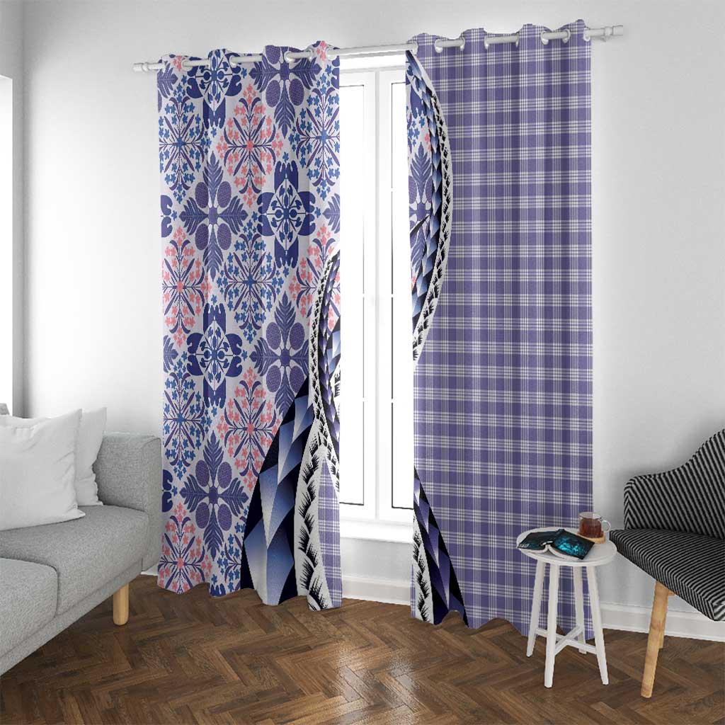 Aloha Vintage Palaka Floral Hawaiian Quilt Window Curtain Poni Motif - Polynesian Pride
