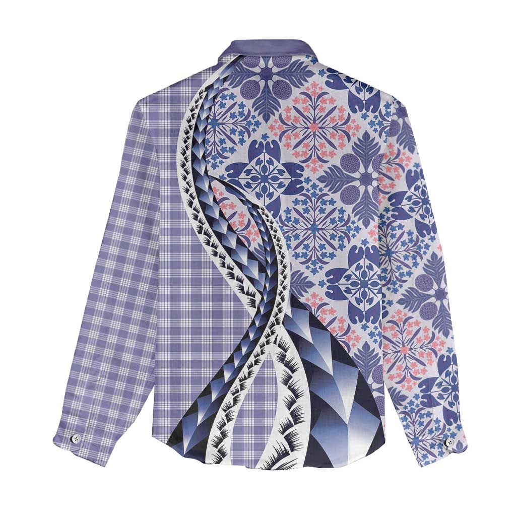 Aloha Vintage Palaka Floral Hawaiian Quilt Women Casual Shirt Poni Motif LT9 - Polynesian Pride