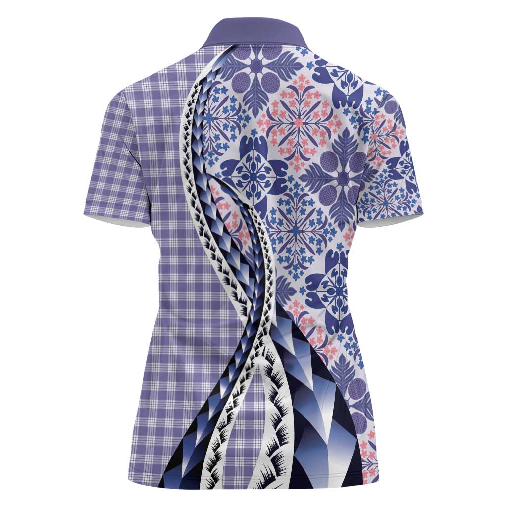 Aloha Vintage Palaka Floral Hawaiian Quilt Women Polo Shirt Poni Motif LT9 - Polynesian Pride