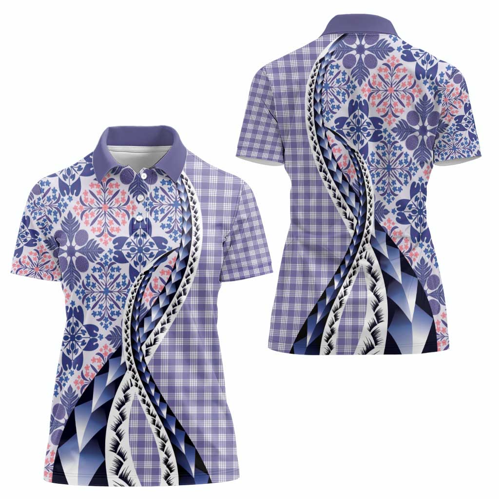 Aloha Vintage Palaka Floral Hawaiian Quilt Women Polo Shirt Poni Motif LT9 - Polynesian Pride