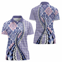 Aloha Vintage Palaka Floral Hawaiian Quilt Women Polo Shirt Poni Motif LT9 - Polynesian Pride