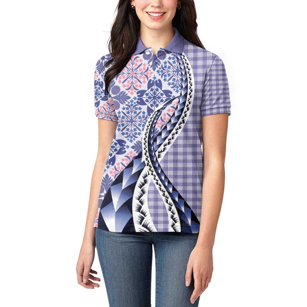 Aloha Vintage Palaka Floral Hawaiian Quilt Women Polo Shirt Poni Motif LT9 - Polynesian Pride