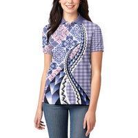 Aloha Vintage Palaka Floral Hawaiian Quilt Women Polo Shirt Poni Motif LT9 - Polynesian Pride