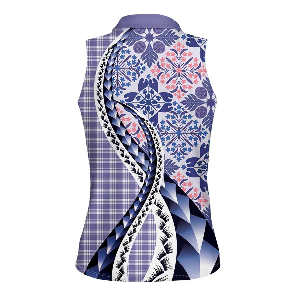 Aloha Vintage Palaka Floral Hawaiian Quilt Women Sleeveless Polo Shirt Poni Motif LT9 - Polynesian Pride