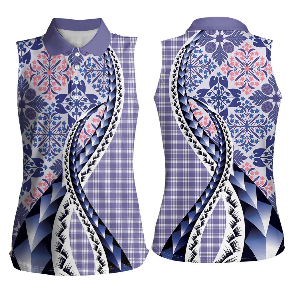 Aloha Vintage Palaka Floral Hawaiian Quilt Women Sleeveless Polo Shirt Poni Motif LT9 - Polynesian Pride