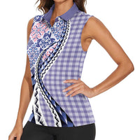 Aloha Vintage Palaka Floral Hawaiian Quilt Women Sleeveless Polo Shirt Poni Motif LT9 - Polynesian Pride