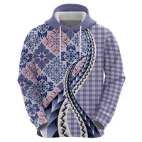 Aloha Vintage Palaka Floral Hawaiian Quilt Zip Hoodie Poni Motif - Polynesian Pride