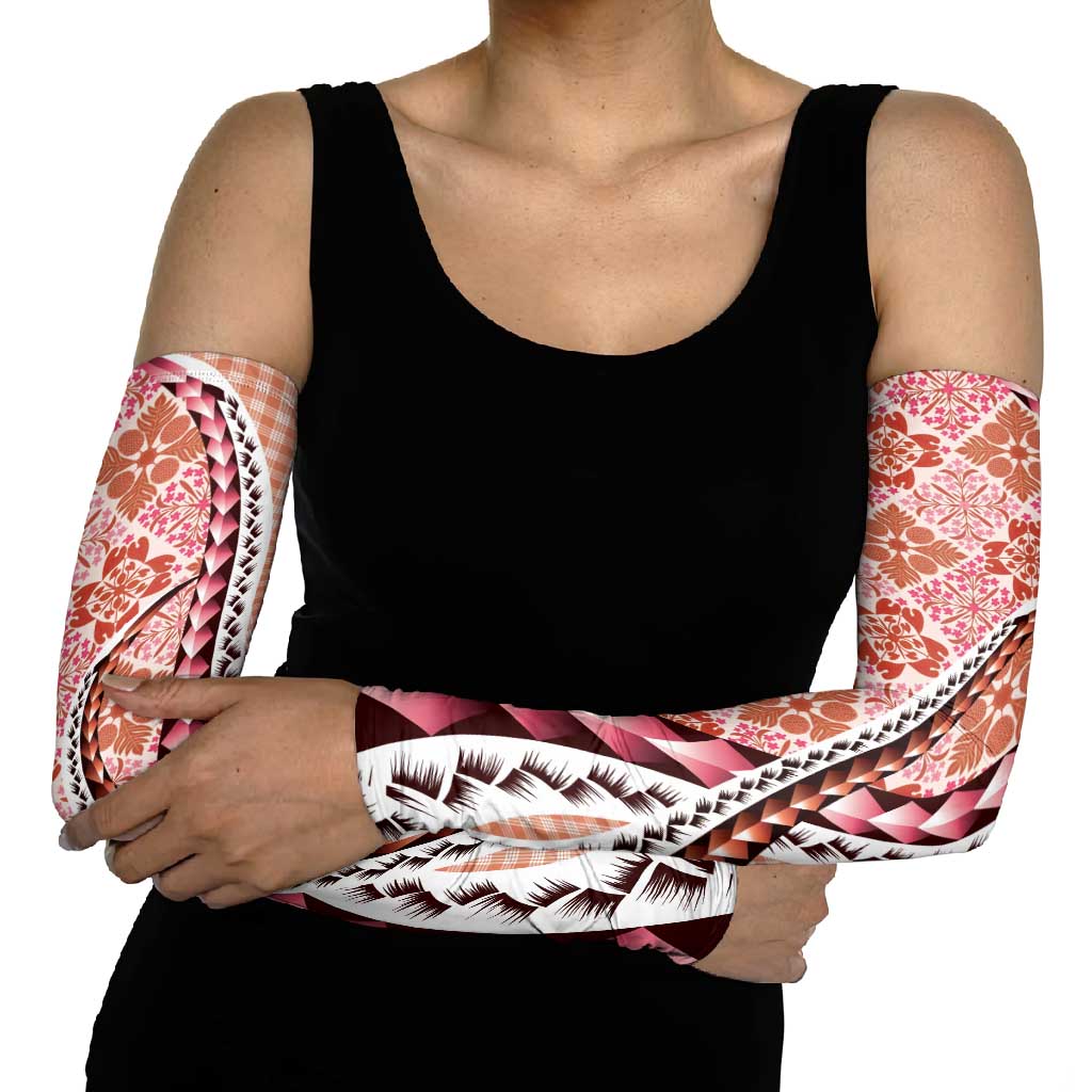 Aloha Vintage Palaka Floral Hawaiian Quilt Arm Sleeves Ulaula Motif - Polynesian Pride