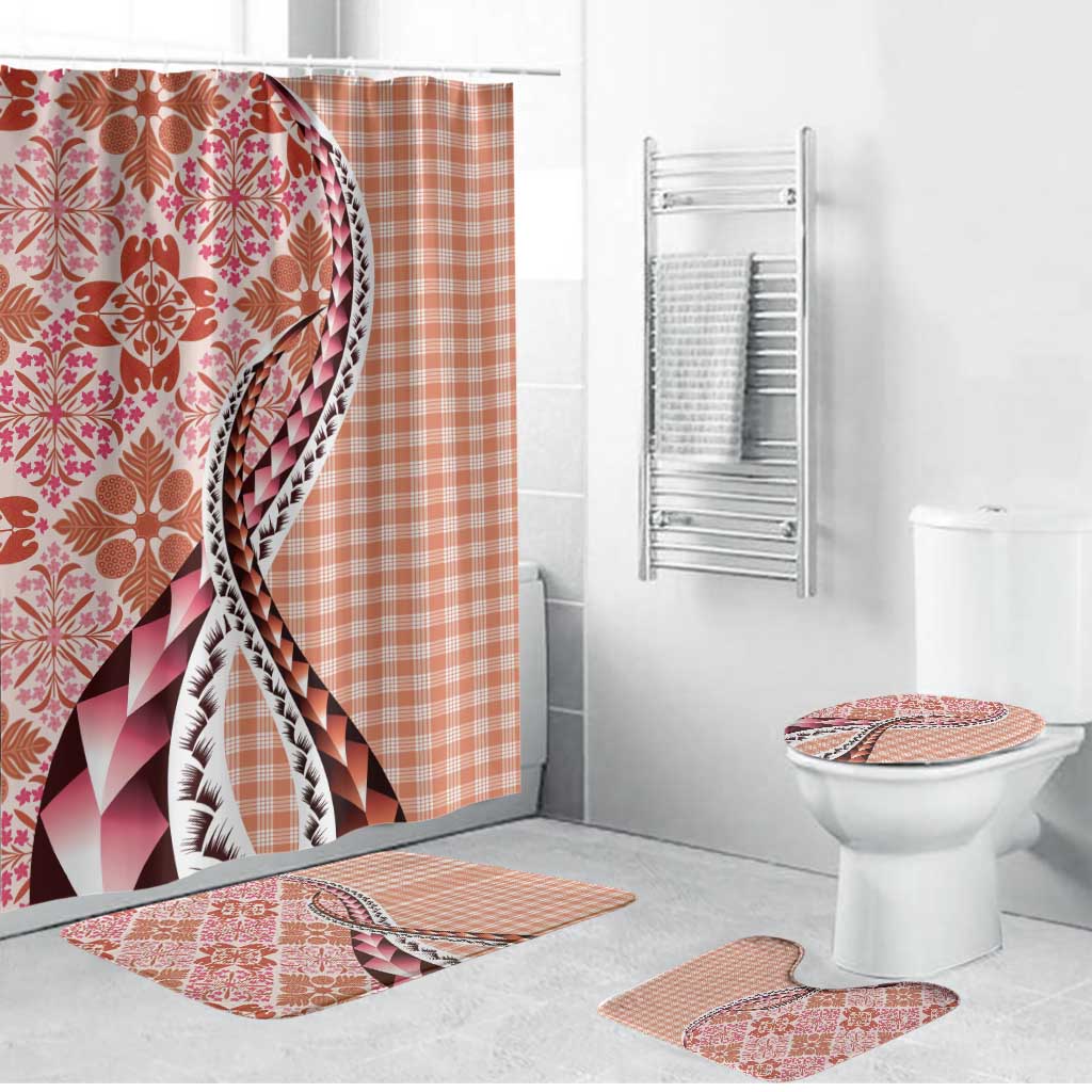 Aloha Vintage Palaka Floral Hawaiian Quilt Bathroom Set Ulaula Motif - Polynesian Pride