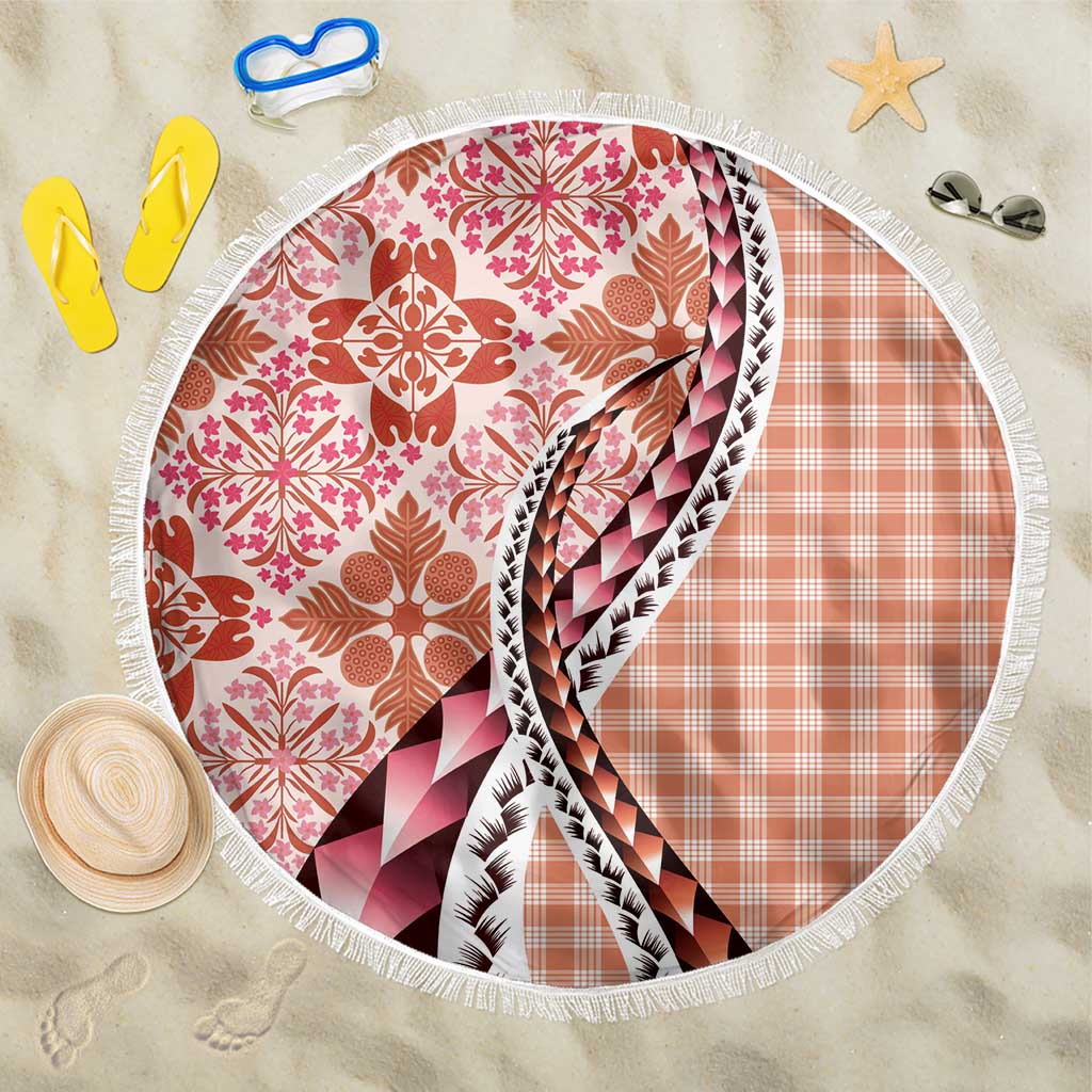 Aloha Vintage Palaka Floral Hawaiian Quilt Beach Blanket Ulaula Motif - Polynesian Pride