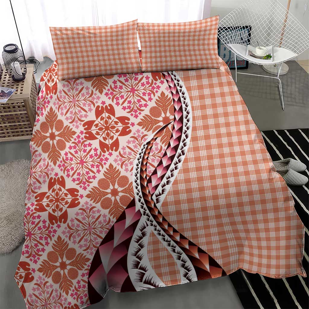 Aloha Vintage Palaka Floral Hawaiian Quilt Bedding Set Ulaula Motif LT9 - Polynesian Pride
