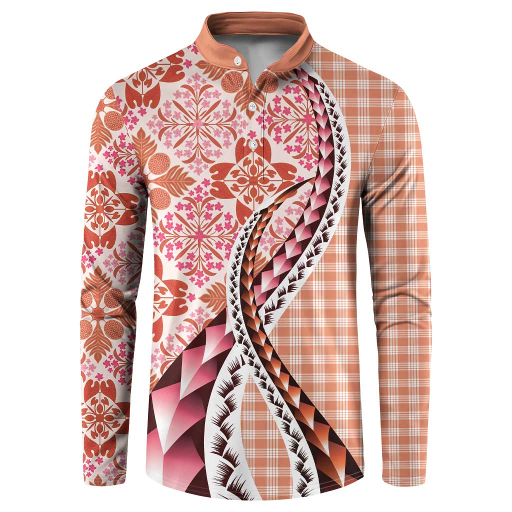 Aloha Vintage Palaka Floral Hawaiian Quilt Button Sweatshirt Ulaula Motif - Polynesian Pride