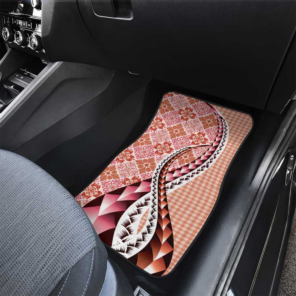 Aloha Vintage Palaka Floral Hawaiian Quilt Car Mats Ulaula Motif - Polynesian Pride