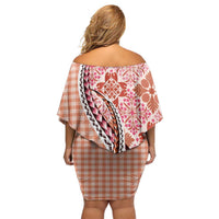 Aloha Vintage Palaka Floral Hawaiian Quilt Family Matching Off Shoulder Short Dress and Hawaiian Shirt Ulaula Motif LT9 - Polynesian Pride