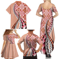 Aloha Vintage Palaka Floral Hawaiian Quilt Family Matching Summer Maxi Dress and Hawaiian Shirt Ulaula Motif LT9 - Polynesian Pride