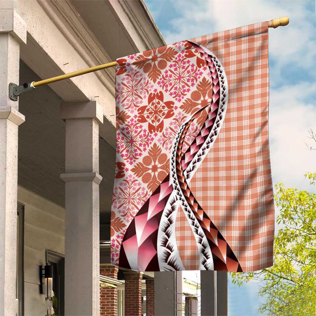 Aloha Vintage Palaka Floral Hawaiian Quilt Garden Flag Ulaula Motif - Polynesian Pride