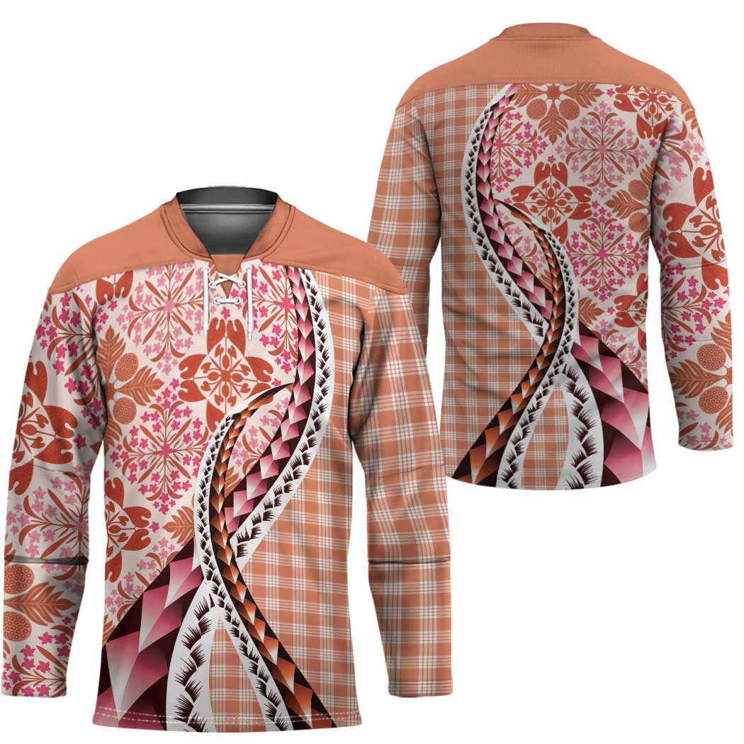 Aloha Vintage Palaka Floral Hawaiian Quilt Hockey Jersey Ulaula Motif - Polynesian Pride