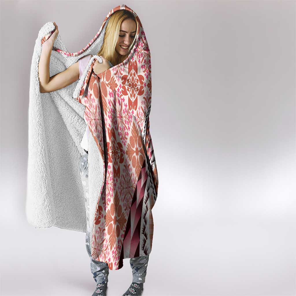 Aloha Vintage Palaka Floral Hawaiian Quilt Hooded Blanket Ulaula Motif - Polynesian Pride