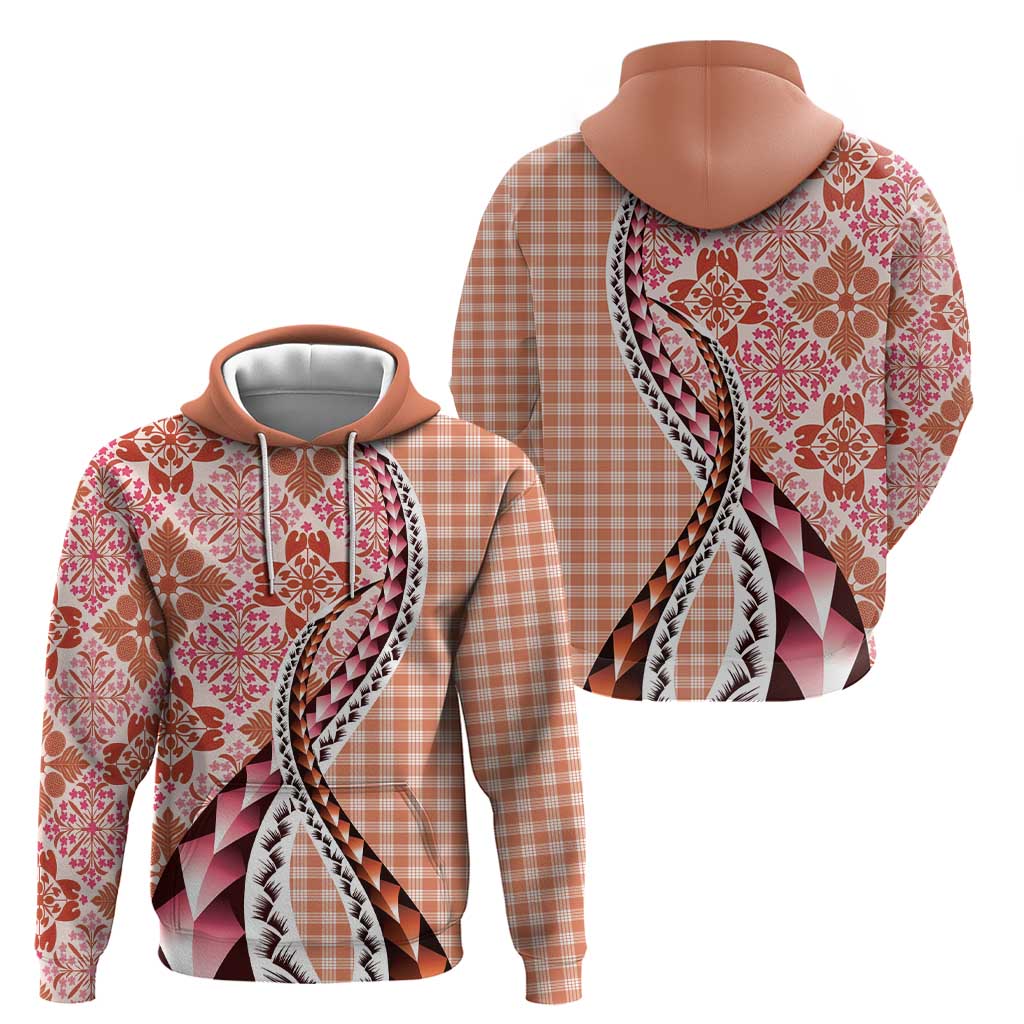 Aloha Vintage Palaka Floral Hawaiian Quilt Hoodie Ulaula Motif - Polynesian Pride