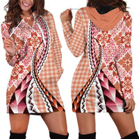Aloha Vintage Palaka Floral Hawaiian Quilt Hoodie Dress Ulaula Motif LT9 - Polynesian Pride