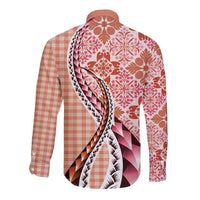 Aloha Vintage Palaka Floral Hawaiian Quilt Long Sleeve Button Shirt Ulaula Motif - Polynesian Pride