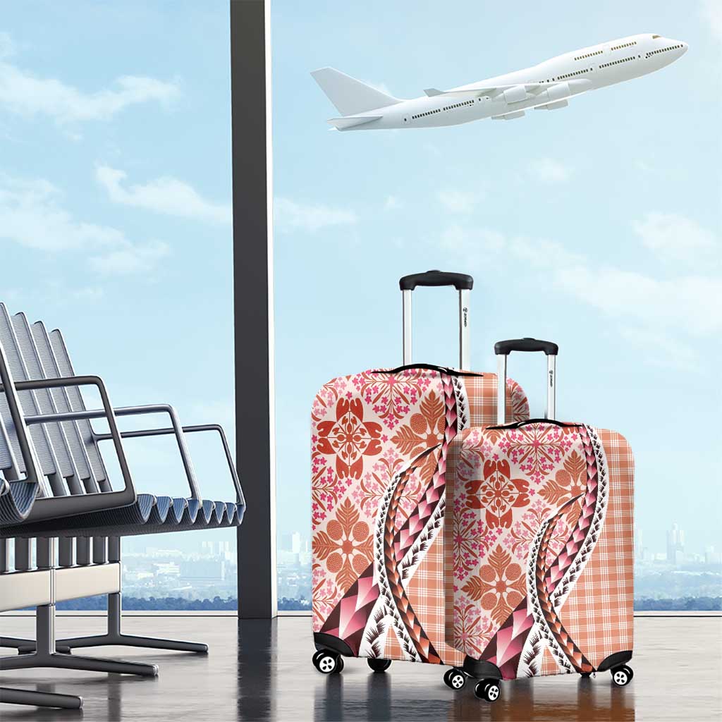 Aloha Vintage Palaka Floral Hawaiian Quilt Luggage Cover Ulaula Motif - Polynesian Pride