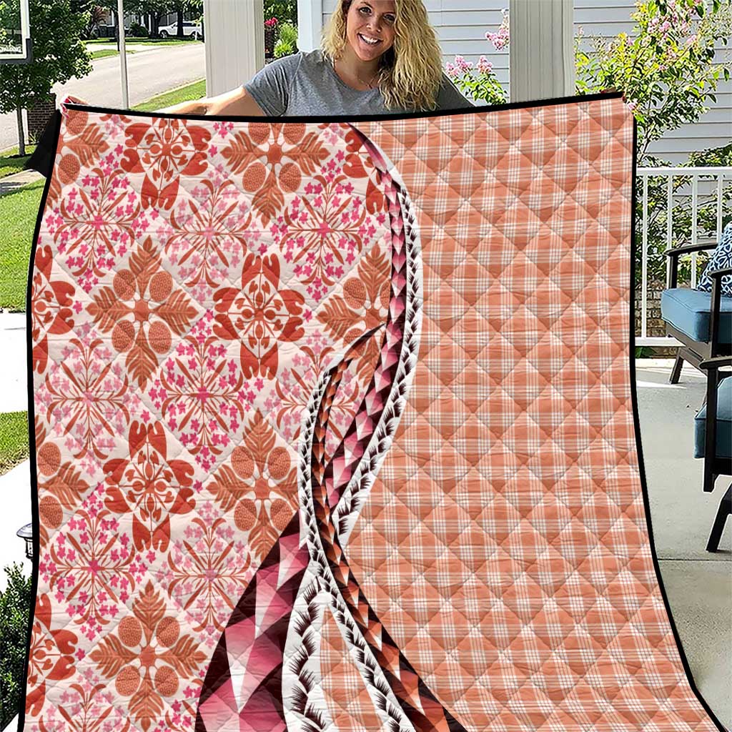 Aloha Vintage Palaka Floral Hawaiian Quilt Quilt Ulaula Motif - Polynesian Pride