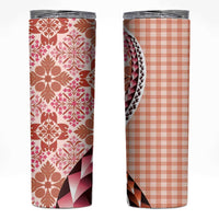 Aloha Vintage Palaka Floral Hawaiian Quilt Skinny Tumbler Ulaula Motif LT9 Red - Polynesian Pride