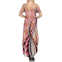 Aloha Vintage Palaka Floral Hawaiian Quilt Summer Maxi Dress Ulaula Motif - Polynesian Pride