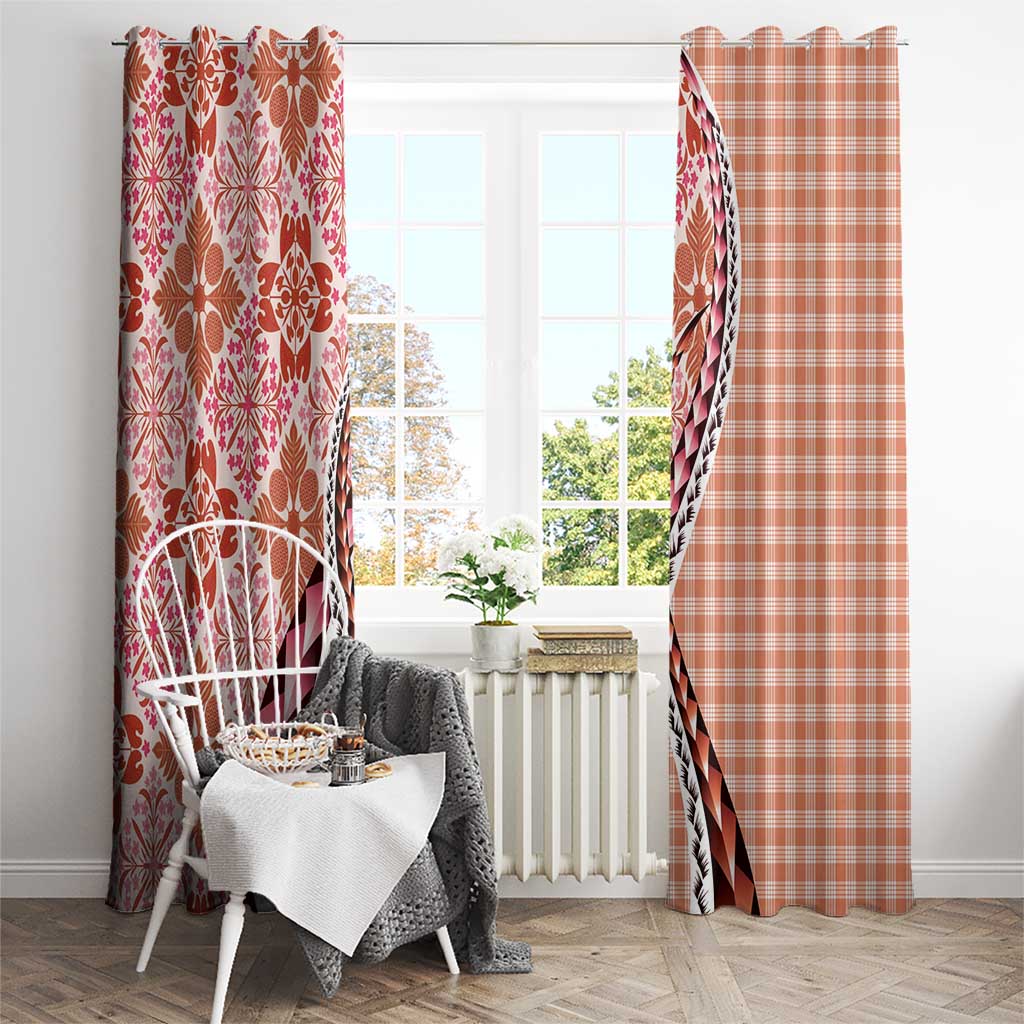 Aloha Vintage Palaka Floral Hawaiian Quilt Window Curtain Ulaula Motif - Polynesian Pride