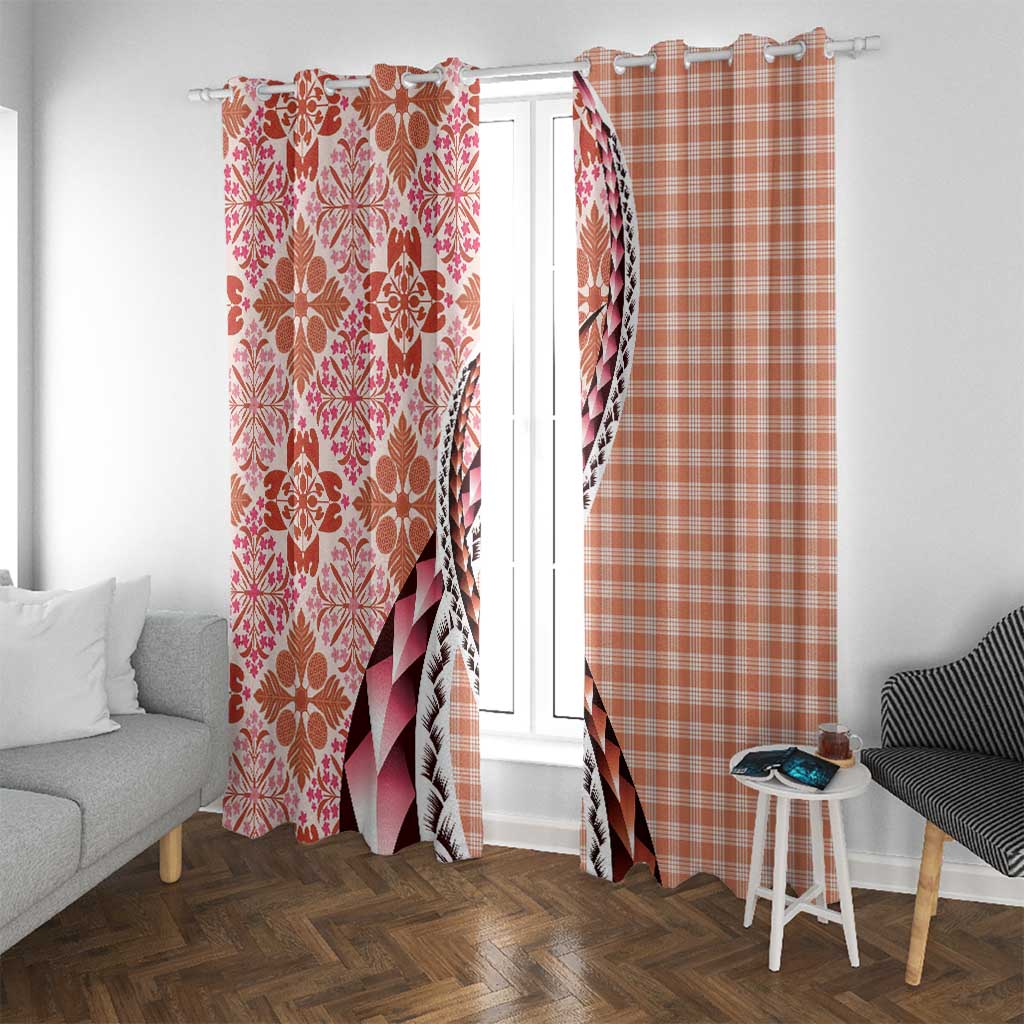 Aloha Vintage Palaka Floral Hawaiian Quilt Window Curtain Ulaula Motif - Polynesian Pride