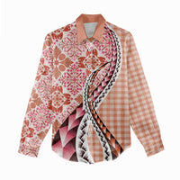 Aloha Vintage Palaka Floral Hawaiian Quilt Women Casual Shirt Ulaula Motif LT9 - Polynesian Pride
